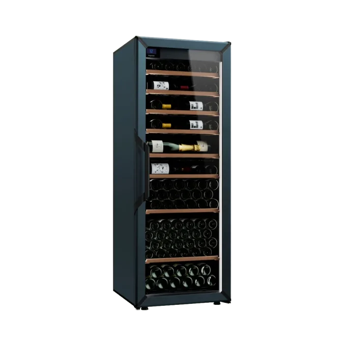 מקרר יין - טמפרטורה אחת - מידה L - כחול - דלת זכוכית