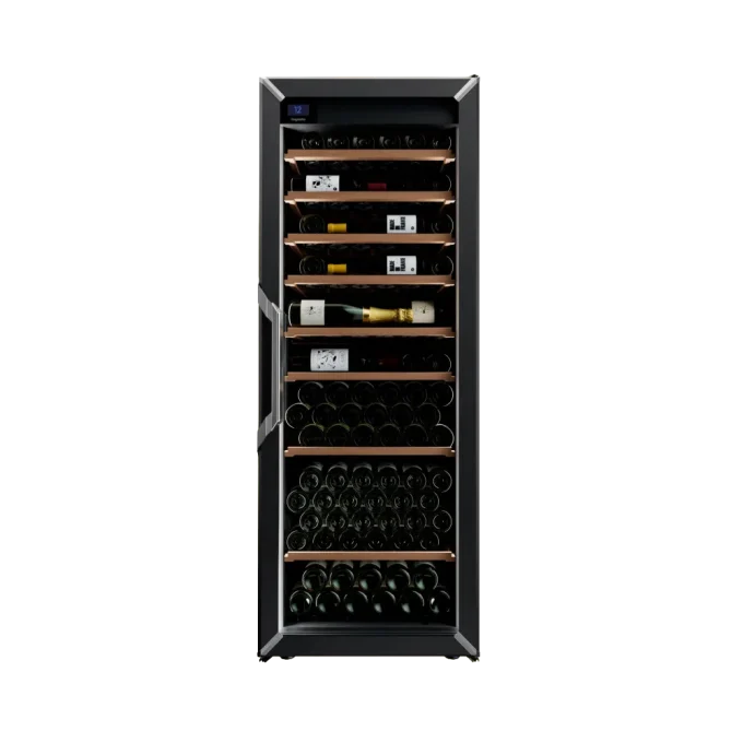 מקרר יין - טמפרטורה אחת - מידה L - צבע שחור - דלת זכוכית