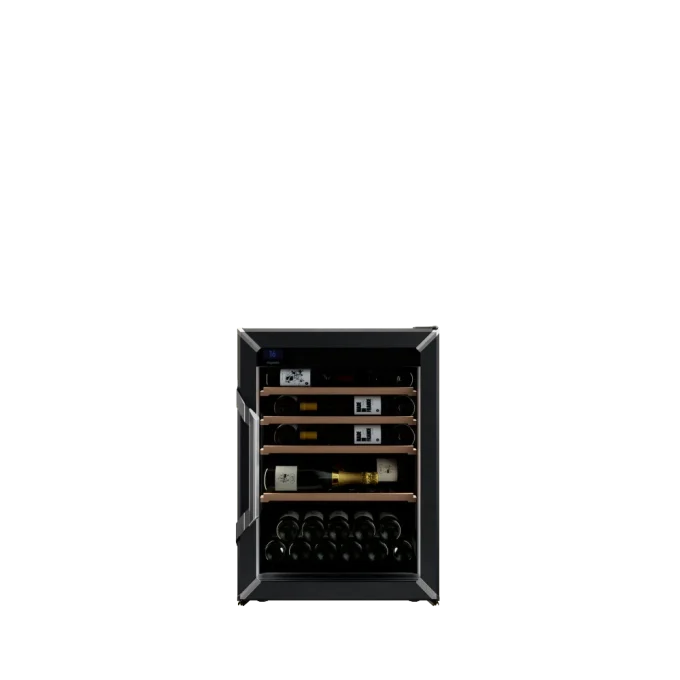 מקרר יין - טמפרטורה אחת - מידה S - צבע שחור - דלת זכוכית