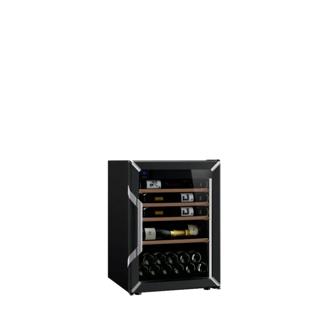 מקרר יין - טמפרטורה אחת - מידה S - צבע שחור - דלת זכוכית