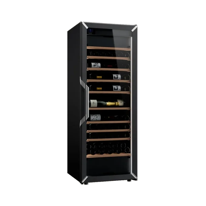 מקרר יין - 3 טמפרטורות - מידה L - שחור - דלת זכוכית